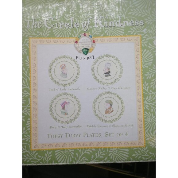 Topsy Turvy Plates Set Of 4 6.25" Pfaltzgraff The Circle Of Kindness Porcelain - Picture 8 of 11